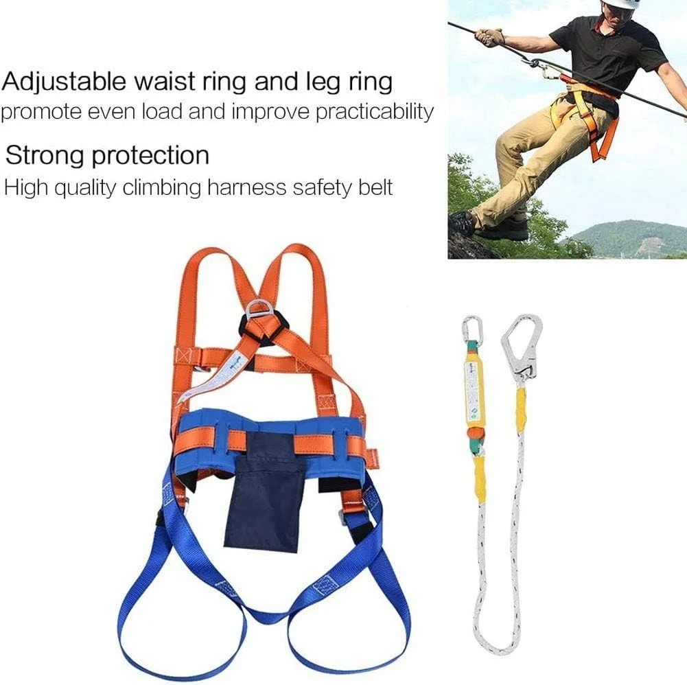کیت کمربند ایمنی DJGvgtf، کمربند قابل تنظیم محافظت از سقوط کار در ارتفاع بدن کامل با قلاب، کمربند ایمنی بدن کامل قابل تنظیم با قلاب