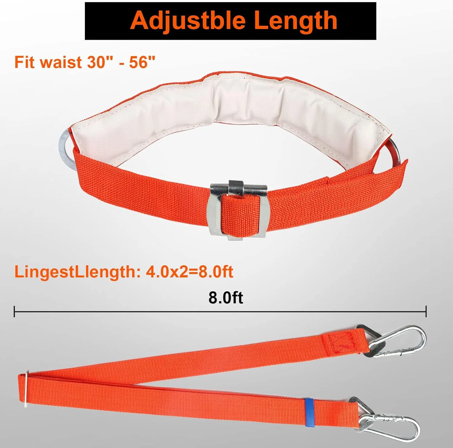 کمربند ایمنی TT TRSMIMA با طناب قابل تنظیم - هارنس کمربند صعود درخت - طناب ایمنی محافظت در برابر سقوط - طناب صعود درخت، هارنس ایمنی نردبان به همراه دستکش ورزشی