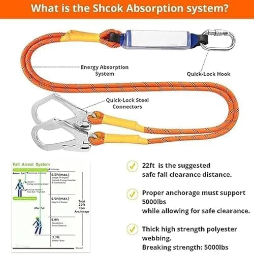 هارنس ایمنی تمام بدن - کمربند محافظت در برابر سقوط صنعتی قابل تنظیم با حلقه D، ظرفیت 140 کیلوگرم برای ساخت و ساز، سقف کاری، صعود به برج و ایمنی صنعتی