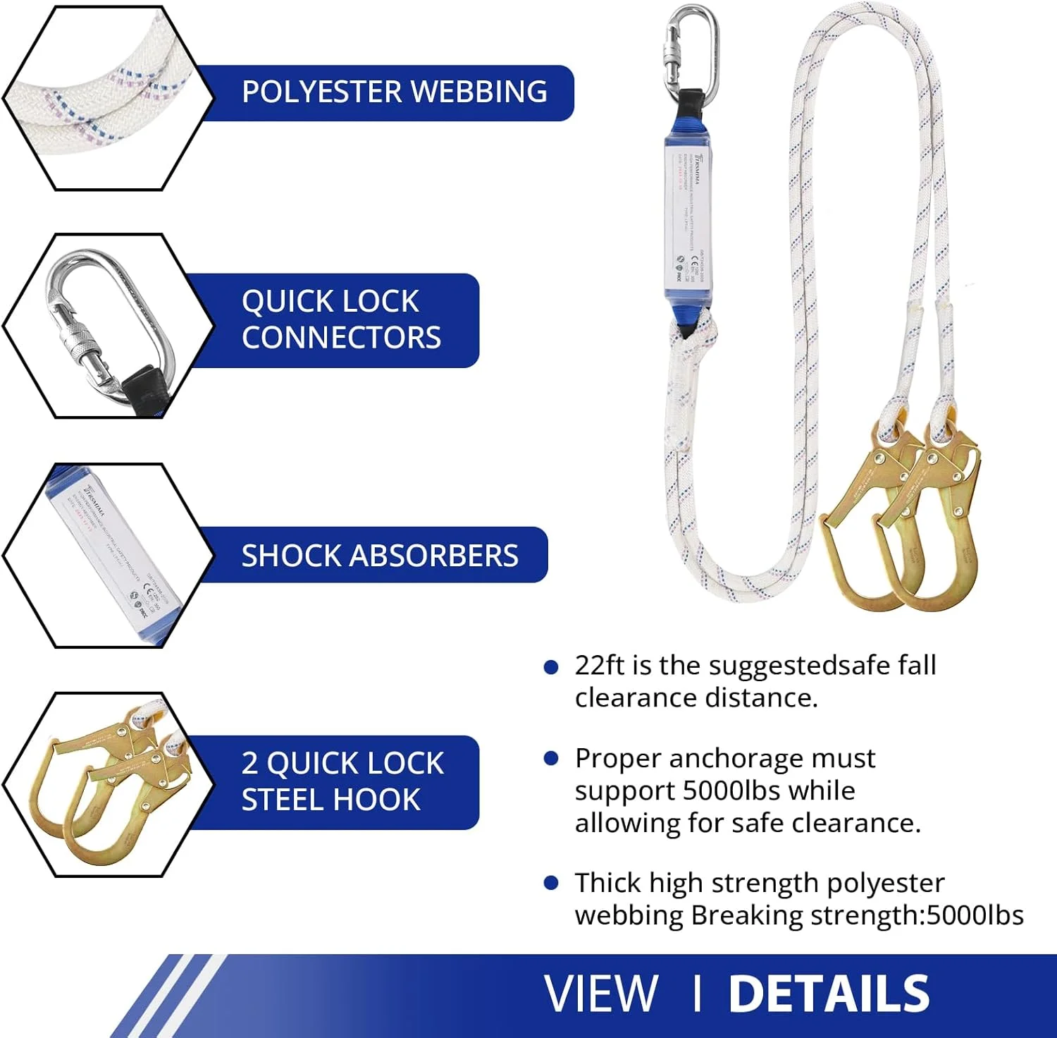 هارنس ایمنی TRSMIMA محافظت در برابر سقوط - کیت هارنس سقفی مردانه هارنس ساختمانی تمام بدن با طناب برای ارتقاء کار 4 سگک سریع هارنس ایمنی TRSMIMA محافظت در برابر سقوط - کیت هارنس سقفی مردانه هارنس ساختمانی تمام بدن با طناب برای ارتقاء کار 4 سگک سریع