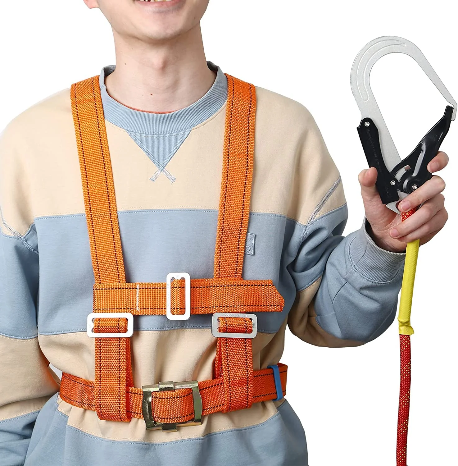 کیت مهار ایمنی Btstil، مهار ایمنی سقوط کامل بدن، مهار ایمنی محافظت در برابر سقوط از ارتفاع، کار هوایی، مهار نجات، کمربند قابل تنظیم با قلاب (سگک بزرگ 5 متر)