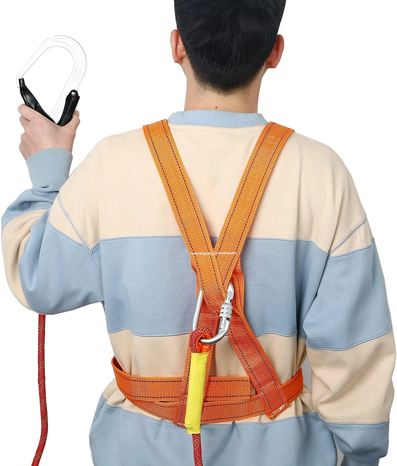 کیت مهار ایمنی Btstil، مهار ایمنی سقوط کامل بدن، مهار ایمنی محافظت در برابر سقوط از ارتفاع، کار هوایی، مهار نجات، کمربند قابل تنظیم با قلاب (سگک بزرگ 5 متر)