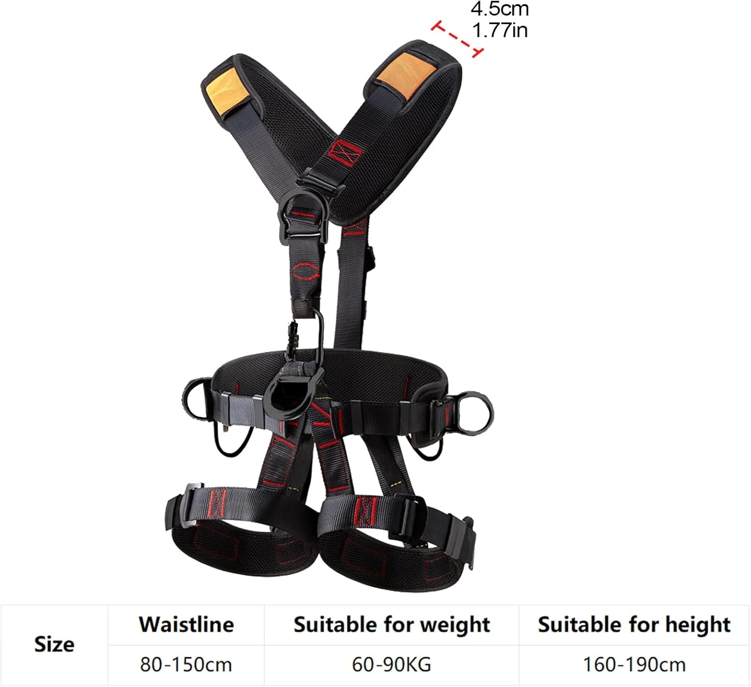 هارنس کامل بدن برای کار در ارتفاع - کمربند ایمنی پنج نقطه ای با سگک های قابل تنظیم | هارنس جداشدنی برای مردان، تجهیزات درخت نوردی، هارنس شکار