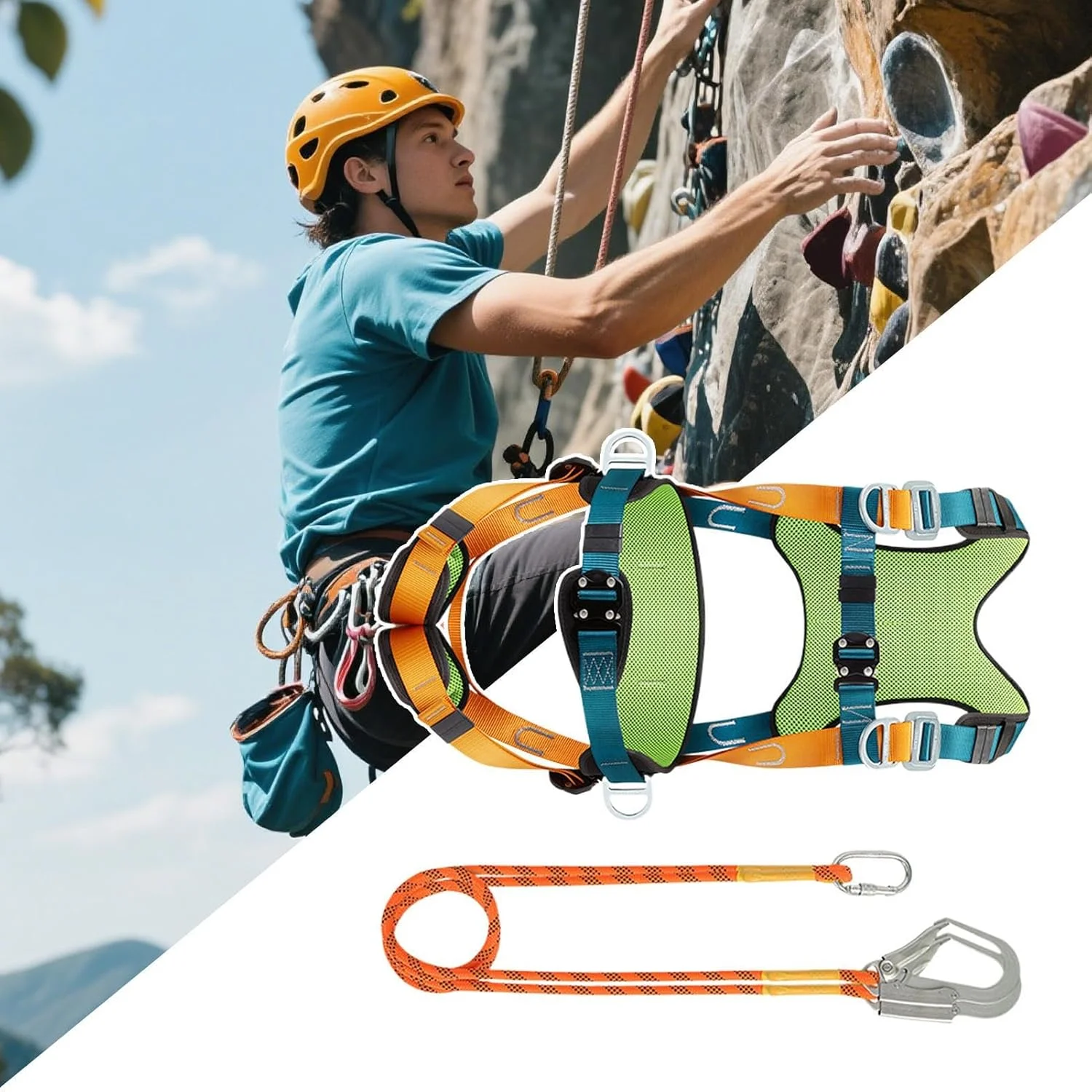 هارنس ایمنی ساختمانی kinrguiyuez - هارنس ایمنی تمام بدن | طناب بند جاذب شوک، کمربند پشتیبانی راحت اتصال سریع برای کار در ارتفاع، ورزش های فضای باز و کوهنوردی