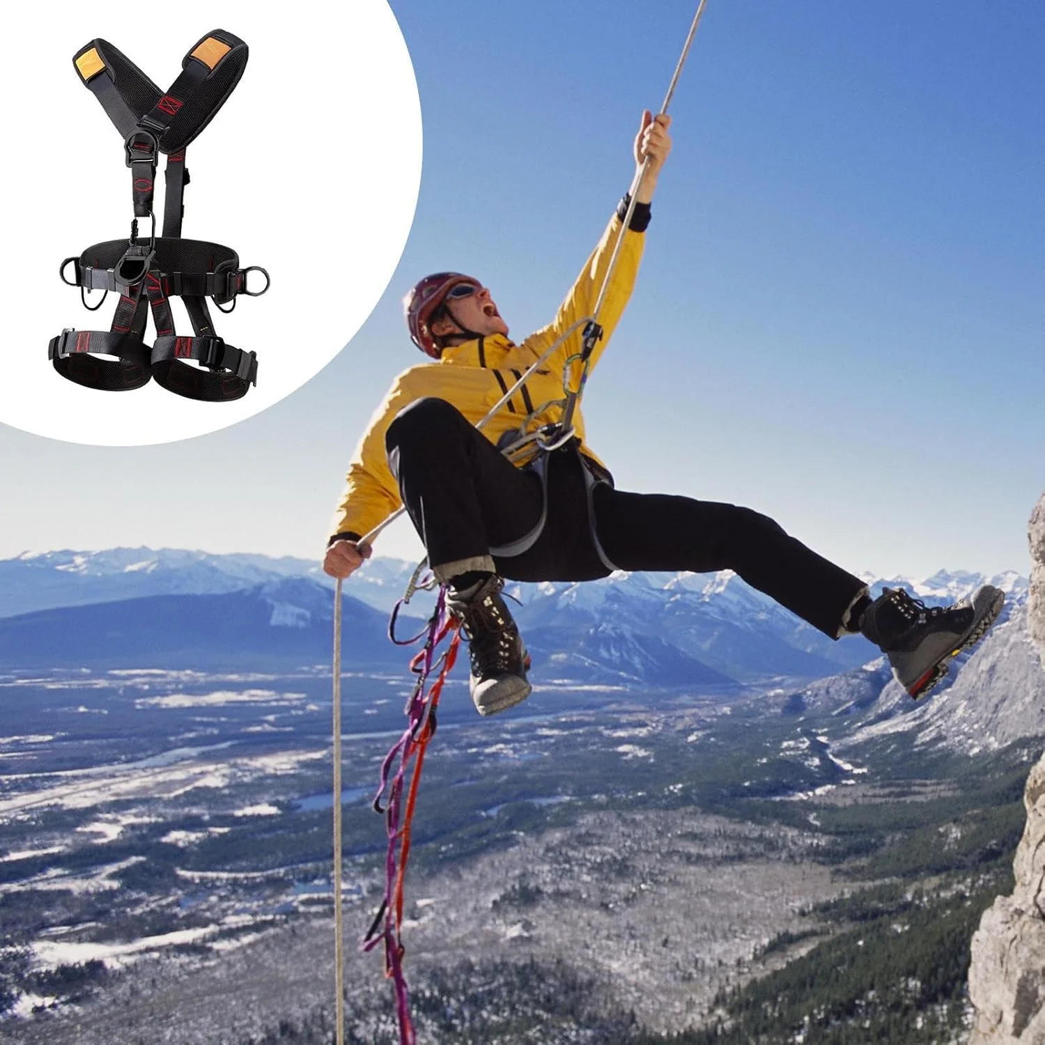 هارنس کامل بدن برای کار در ارتفاع - کمربند ایمنی پنج نقطه ای با سگک های قابل تنظیم | هارنس جداشدنی برای مردان، تجهیزات درخت نوردی، هارنس شکار