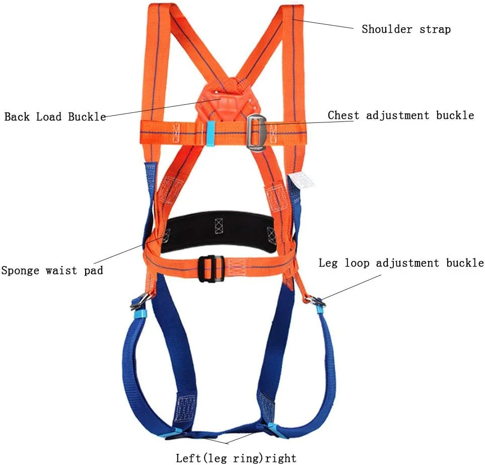 هارنس ایمنی GBHJJ، هارنس ایمنی محافظت در برابر سقوط، هارنس محافظت در برابر سقوط، کمربند ایمنی ضد سقوط صنعتی 1 حلقه D، برای ابزار سقف نوردی صخره، برج صنعت ساخت و ساز