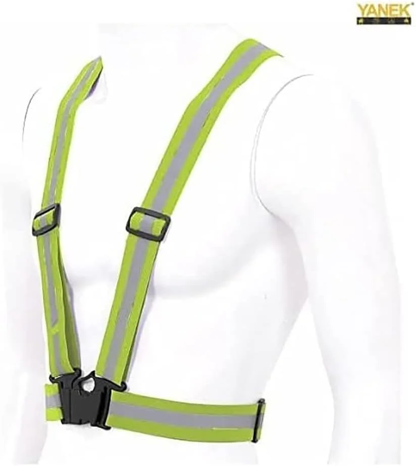 کمربند جلیقه ایمنی قابل تنظیم بازتابنده یانک، سبز نئون