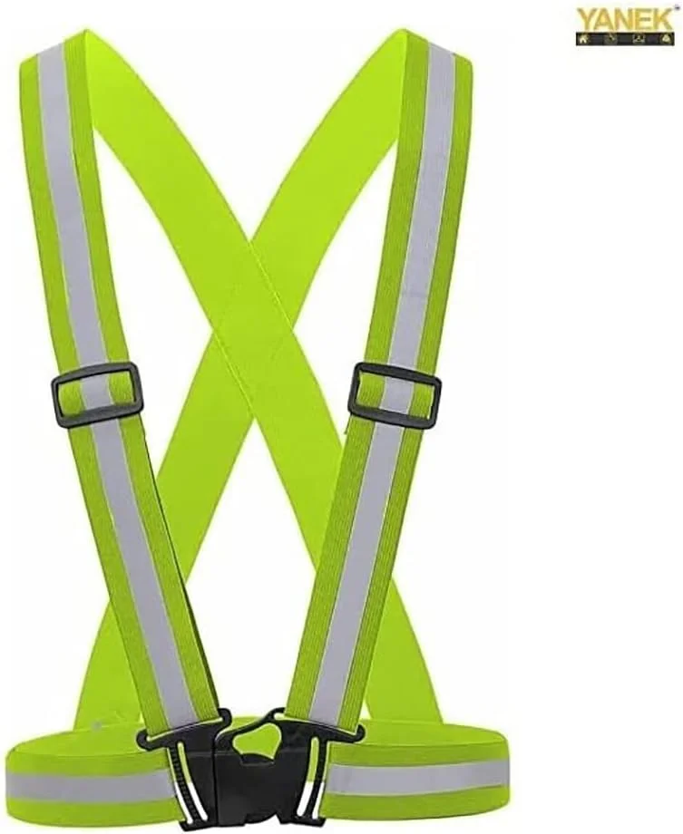 کمربند جلیقه ایمنی قابل تنظیم بازتابنده یانک، سبز نئون