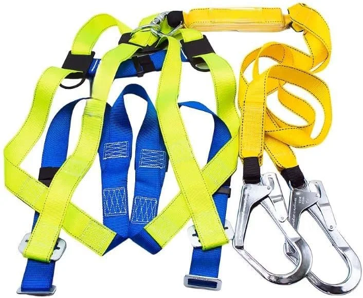 هارنس ایمنی AL ARQAM با جاذب شوک، طناب دوبل و 2 قلاب - هارنس محافظت کامل از بدن در برابر سقوط برای ساخت و ساز، سقف کاری و مصارف صنعتی