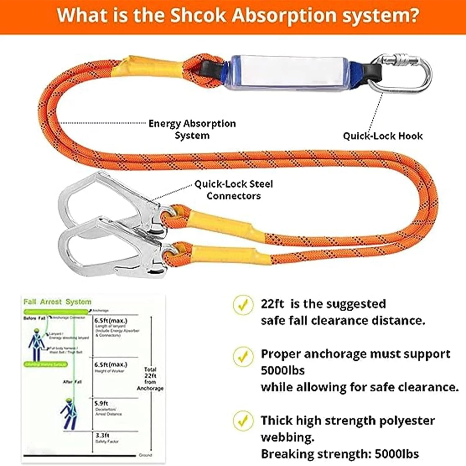 هارنس ایمنی تمام بدن محافظت در برابر سقوط - هارنس قابل تنظیم با حلقه D | کمربند ایمنی ضد سقوط صنعتی، ظرفیت 140 کیلوگرم برای ساخت و ساز، سقف سازی، صخره نوردی برج و استفاده صنعتی