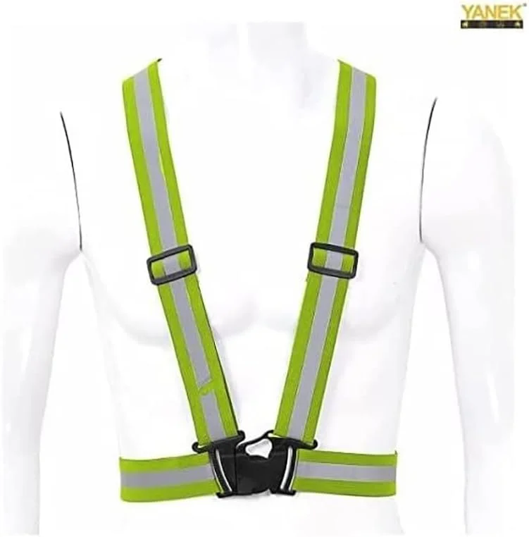 کمربند جلیقه ایمنی قابل تنظیم بازتابنده یانک، سبز نئون