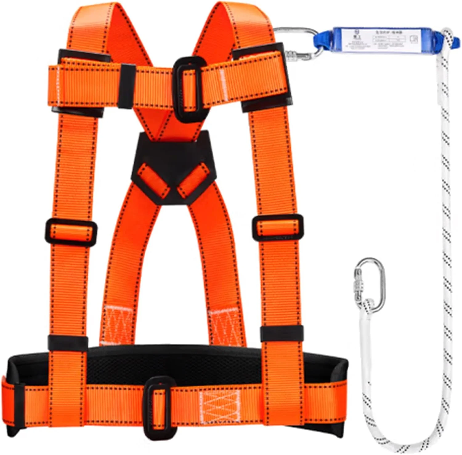 هارنس ایمنی ETSG برای حفاظت در برابر سقوط - کمربند ایمنی تک طناب دو تسمه با پد محافظ، قلاب کوچک تکی 1.9 متری برای جلوگیری از سقوط کارگران ساختمانی و نصب