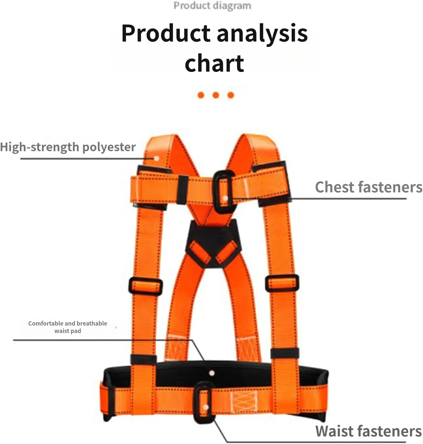 هارنس ایمنی ETSG برای حفاظت در برابر سقوط - کمربند ایمنی تک طناب دو تسمه با پد محافظ، قلاب کوچک تکی 1.9 متری برای جلوگیری از سقوط کارگران ساختمانی و نصب