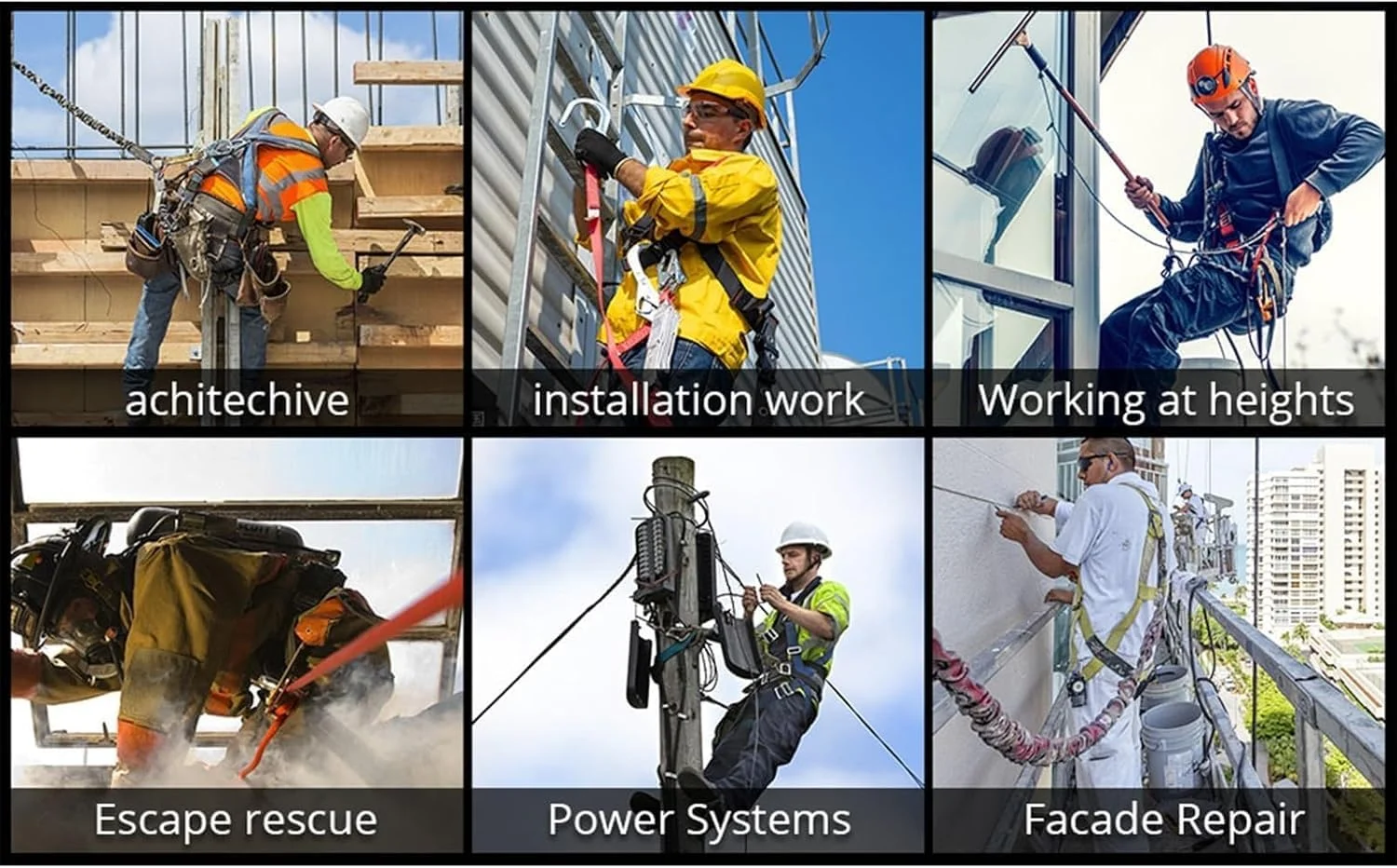 هارنس ایمنی تمام بدن محافظت در برابر سقوط - هارنس قابل تنظیم با حلقه D | کمربند ایمنی ضد سقوط صنعتی، ظرفیت 140 کیلوگرم برای ساخت و ساز، سقف سازی، صخره نوردی برج و استفاده صنعتی