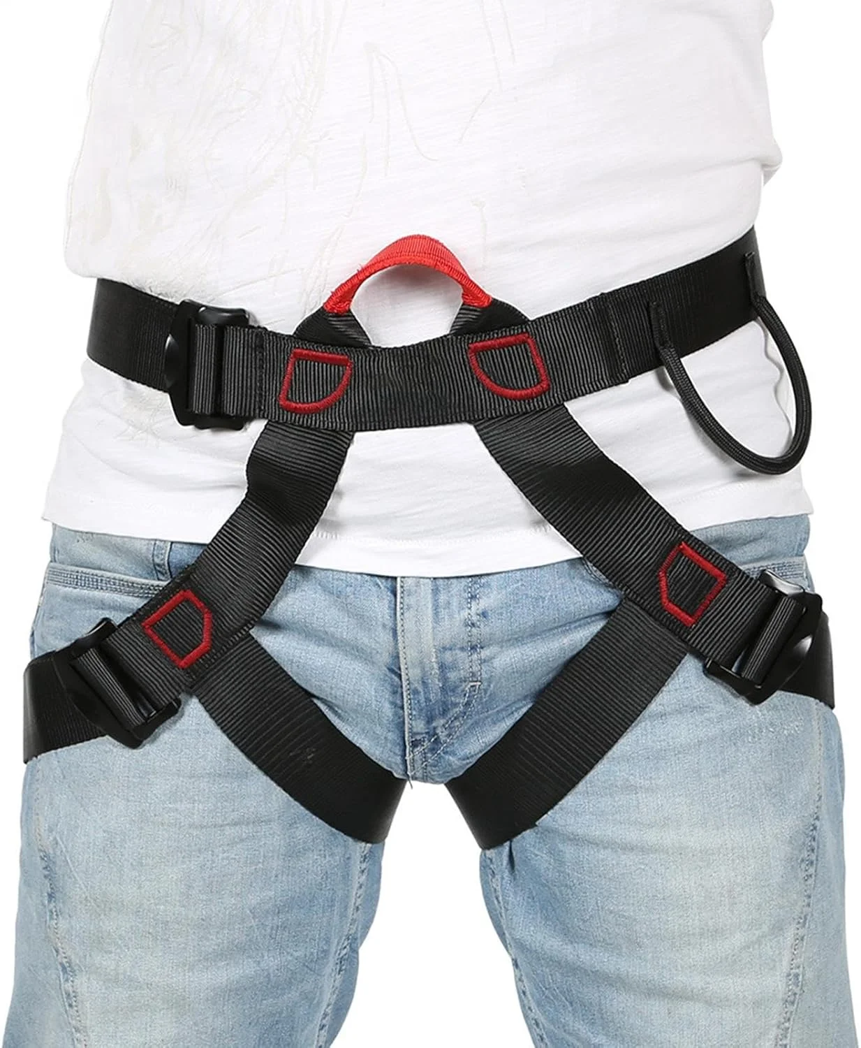 هارنس صخره نوردی، کمربند ایمنی، کمربند ایمنی نیم تنه، کمربند کوهنوردی قابل تنظیم، پشتیبانی سبک وزن و ایمن کمر، تجهیزات حرفه ای کوهنوردی، محافظت در برابر سقوط برای درخت، آتش نشانی و نجات