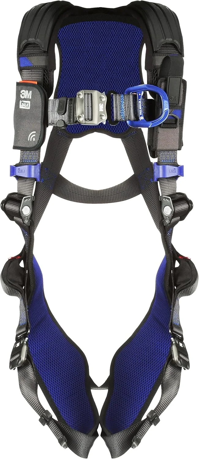 هارنس ایمنی صعود DBI-SALA ExoFit X300 مدل 3M 1113037، جلیقه راحت، محافظت در برابر سقوط، OSHA، ANSI، صنایع عمومی، حلقه D آلومینیومی در پشت و جلو، بندهای پا و سینه اتصال سریع خود قفل شونده، سایز بزرگ