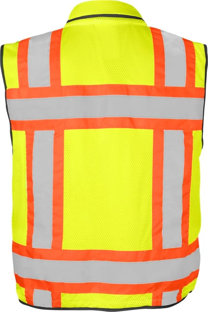 جلیقه ایمنی مهندسی پلی استر مقاوم در برابر آتش Ironwear 1278FR-L-06-3XL کلاس 2 ANSI با نوار بازتابنده نقره ای 2 اینچی، لیمویی، سایز 3X-Large