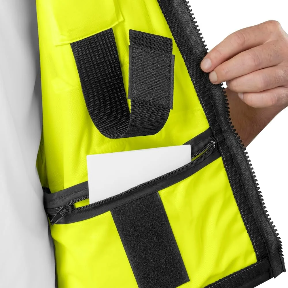 جلیقه ایمنی مهندسی پلی استر مقاوم در برابر آتش Ironwear 1278FR-L-06-3XL کلاس 2 ANSI با نوار بازتابنده نقره ای 2 اینچی، لیمویی، سایز 3X-Large