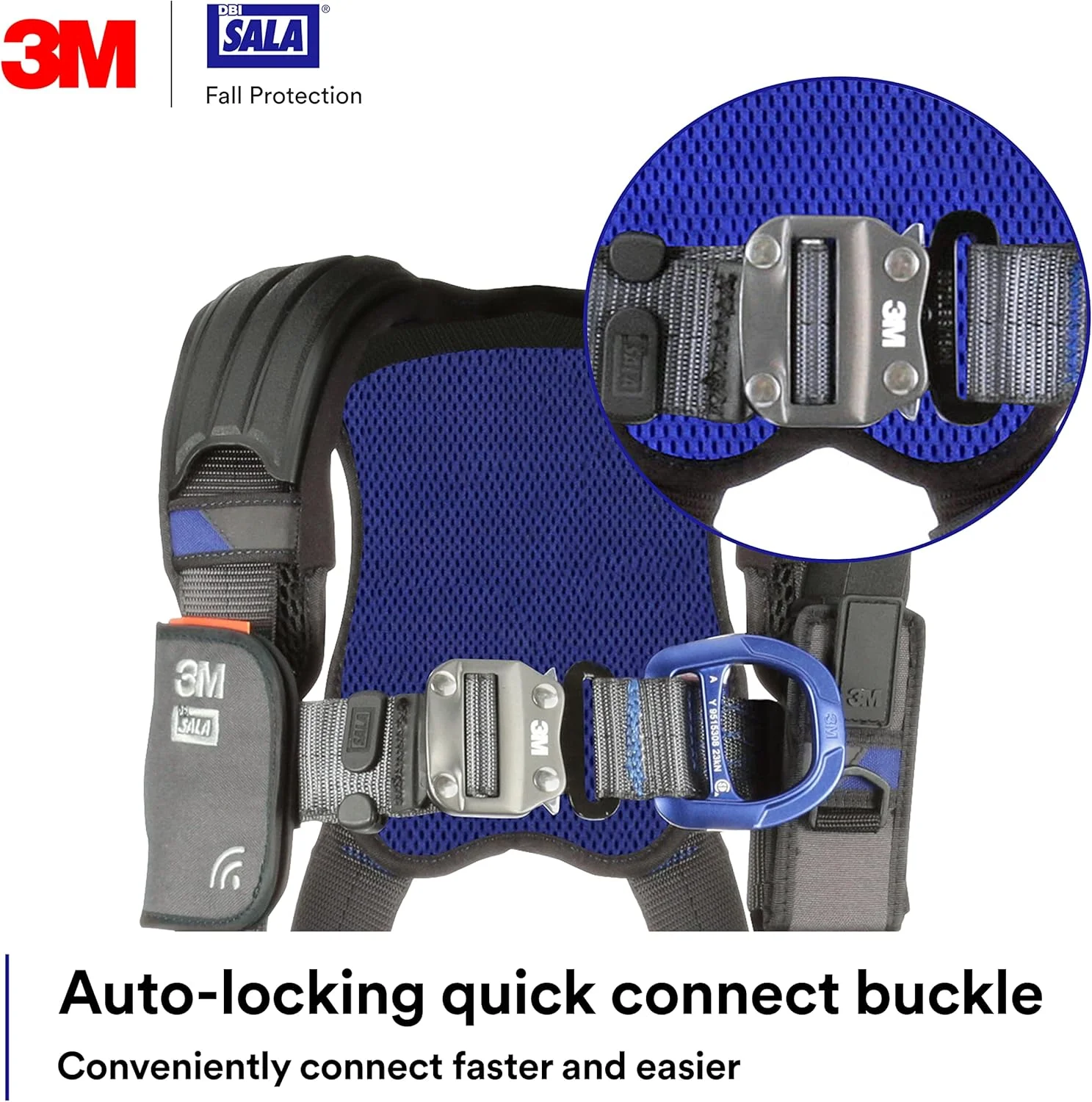 هارنس ایمنی صعود DBI-SALA ExoFit X300 مدل 3M 1113037، جلیقه راحت، محافظت در برابر سقوط، OSHA، ANSI، صنایع عمومی، حلقه D آلومینیومی در پشت و جلو، بندهای پا و سینه اتصال سریع خود قفل شونده، سایز بزرگ