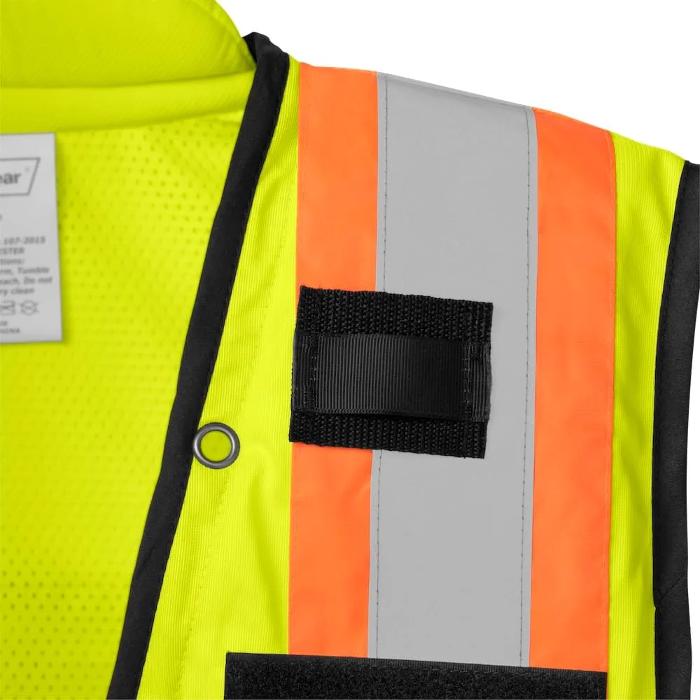 جلیقه ایمنی مهندسی پلی استر مقاوم در برابر آتش Ironwear 1278FR-L-06-3XL کلاس 2 ANSI با نوار بازتابنده نقره ای 2 اینچی، لیمویی، سایز 3X-Large