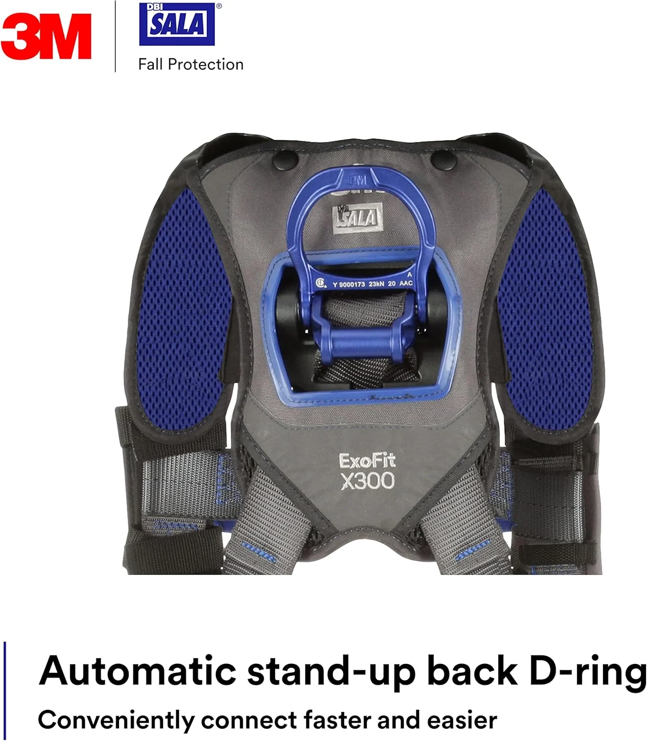 هارنس ایمنی صعود DBI-SALA ExoFit X300 مدل 3M 1113037، جلیقه راحت، محافظت در برابر سقوط، OSHA، ANSI، صنایع عمومی، حلقه D آلومینیومی در پشت و جلو، بندهای پا و سینه اتصال سریع خود قفل شونده، سایز بزرگ