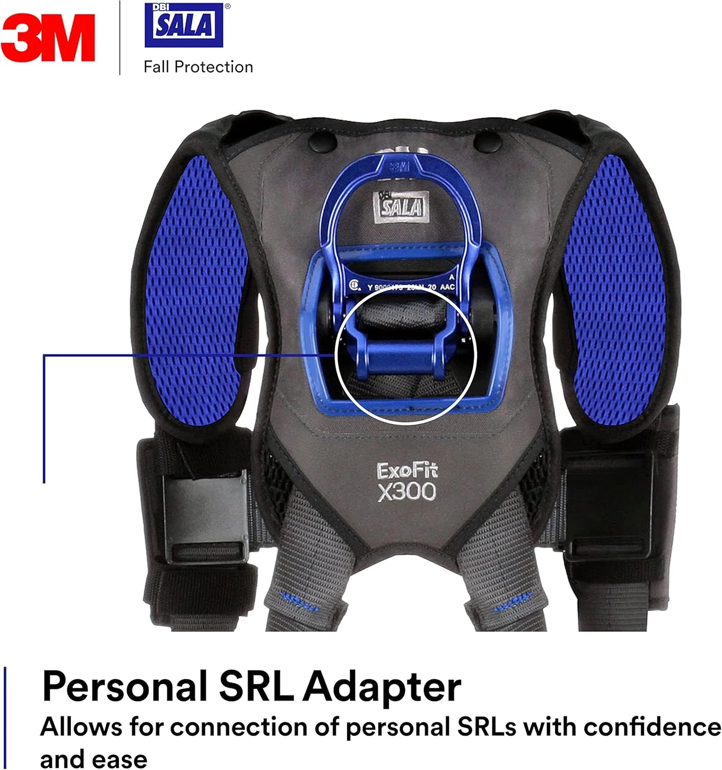 هارنس ایمنی جلیقه ای راحت 3M 1113010 DBI-SALA ExoFit X300، محافظت در برابر سقوط، OSHA، ANSI، صنایع عمومی، حلقه D آلومینیومی پشتی، بندهای پا و سینه اتصال سریع قفل خودکار، سایز X-Large