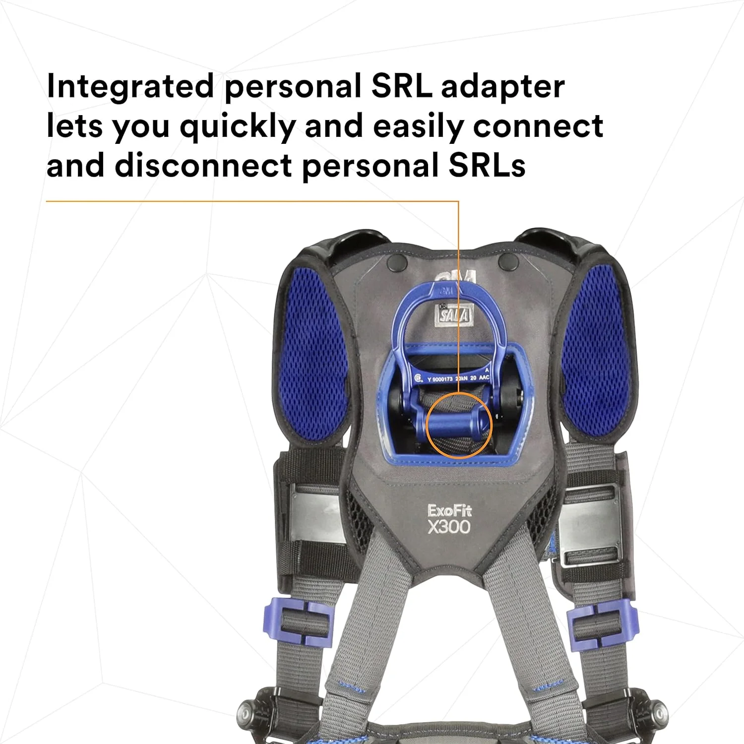 هارنس ایمنی موقعیت یابی ساختمانی راحت 3M 1113121 DBI-SALA ExoFit X300، حفاظت از سقوط ساختمانی، حلقه های D آلومینیومی پشتی و باسن، سگک های اتصال سریع قفل خودکار پا و سینه، سایز کوچک