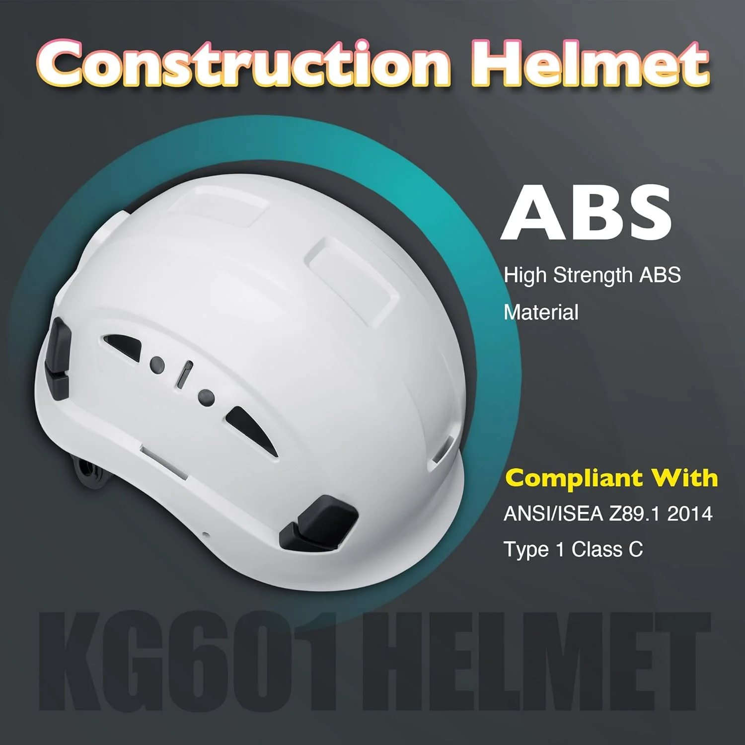 کلاه ایمنی سخت تهویه دار، کلاه کار ABS با سیستم تعلیق 6 نقطه ای قابل تنظیم، دارای گواهینامه ANSI Z89.1 برای ساخت و ساز، صخره نوردی و استفاده صنعتی، سفید