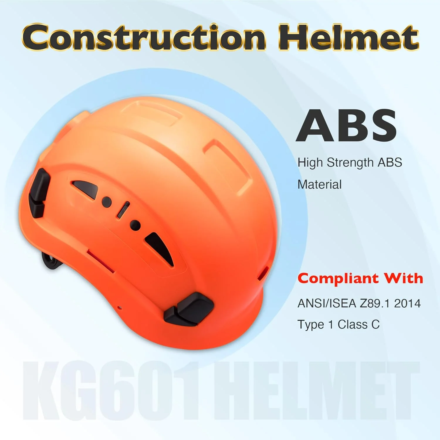 کلاه ایمنی سخت تهویه دار، کلاه کار ABS با سیستم تعلیق 6 نقطه ای قابل تنظیم، دارای گواهینامه ANSI Z89.1 برای ساخت و ساز، صخره نوردی و مصارف صنعتی، نارنجی