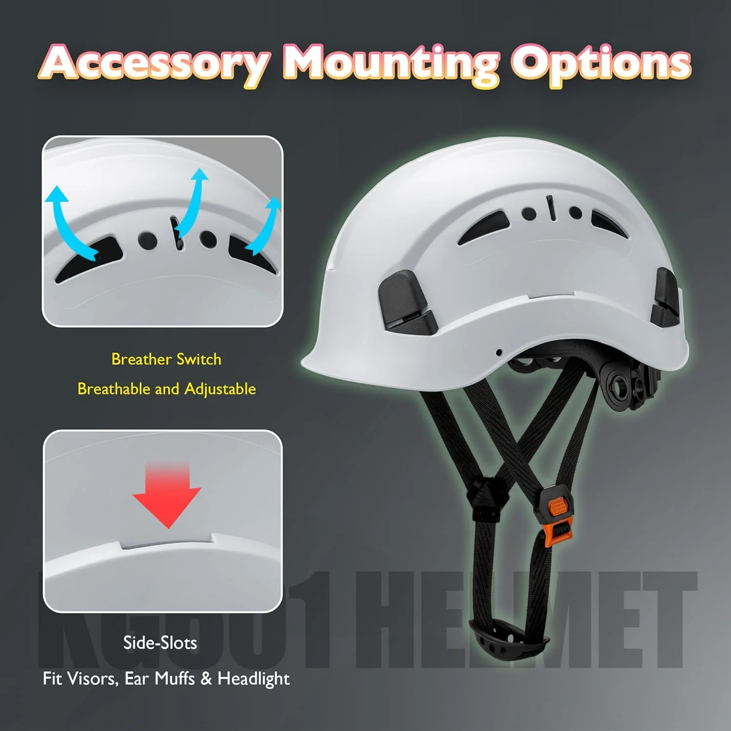 کلاه ایمنی سخت تهویه دار، کلاه کار ABS با سیستم تعلیق 6 نقطه ای قابل تنظیم، دارای گواهینامه ANSI Z89.1 برای ساخت و ساز، صخره نوردی و استفاده صنعتی، سفید