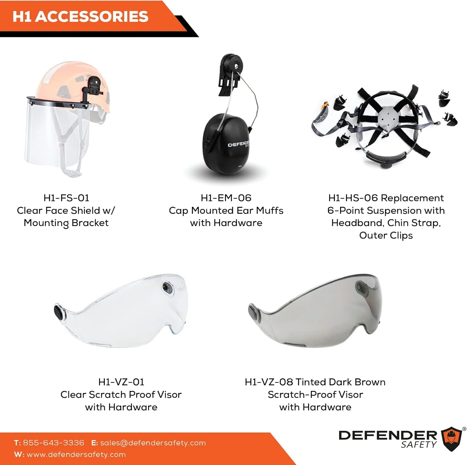 کلاه ایمنی ساختمانی Defender Safety H1 با نقاب استاندارد ANSI Z89.1