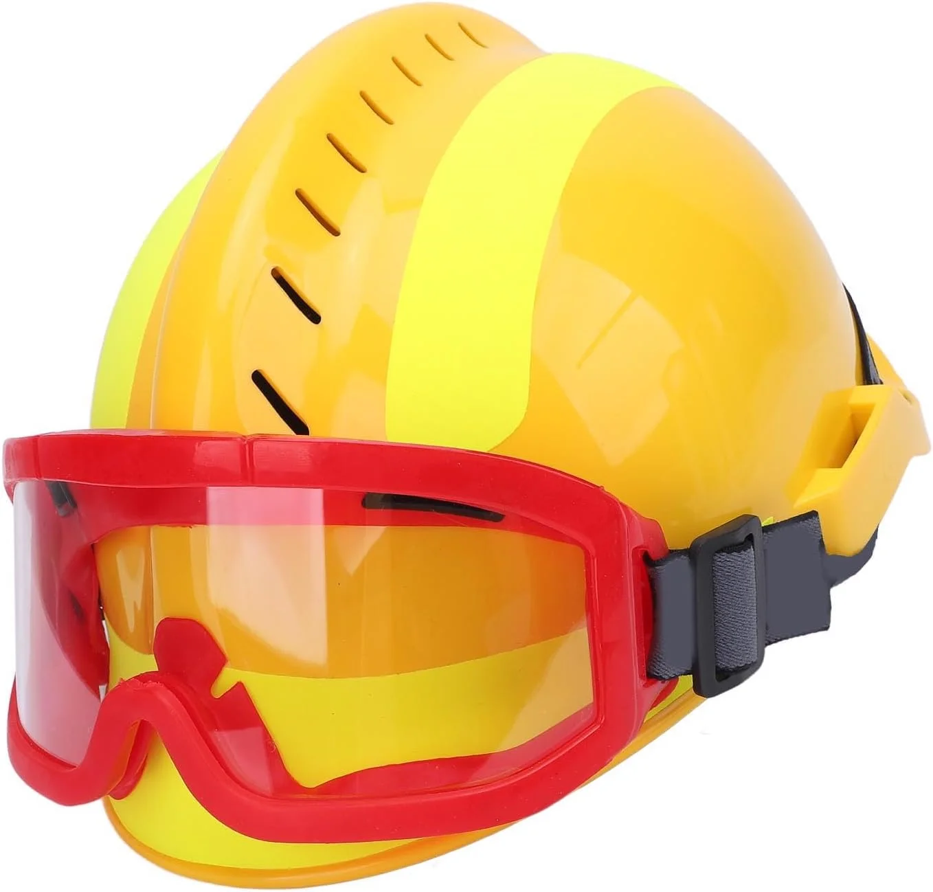 کلاه ایمنی نجات Haofy با چراغ پیشانی، بند چانه قابل تنظیم و نوار بازتابنده برای آتش نشانی اضطراری و ساخت و ساز