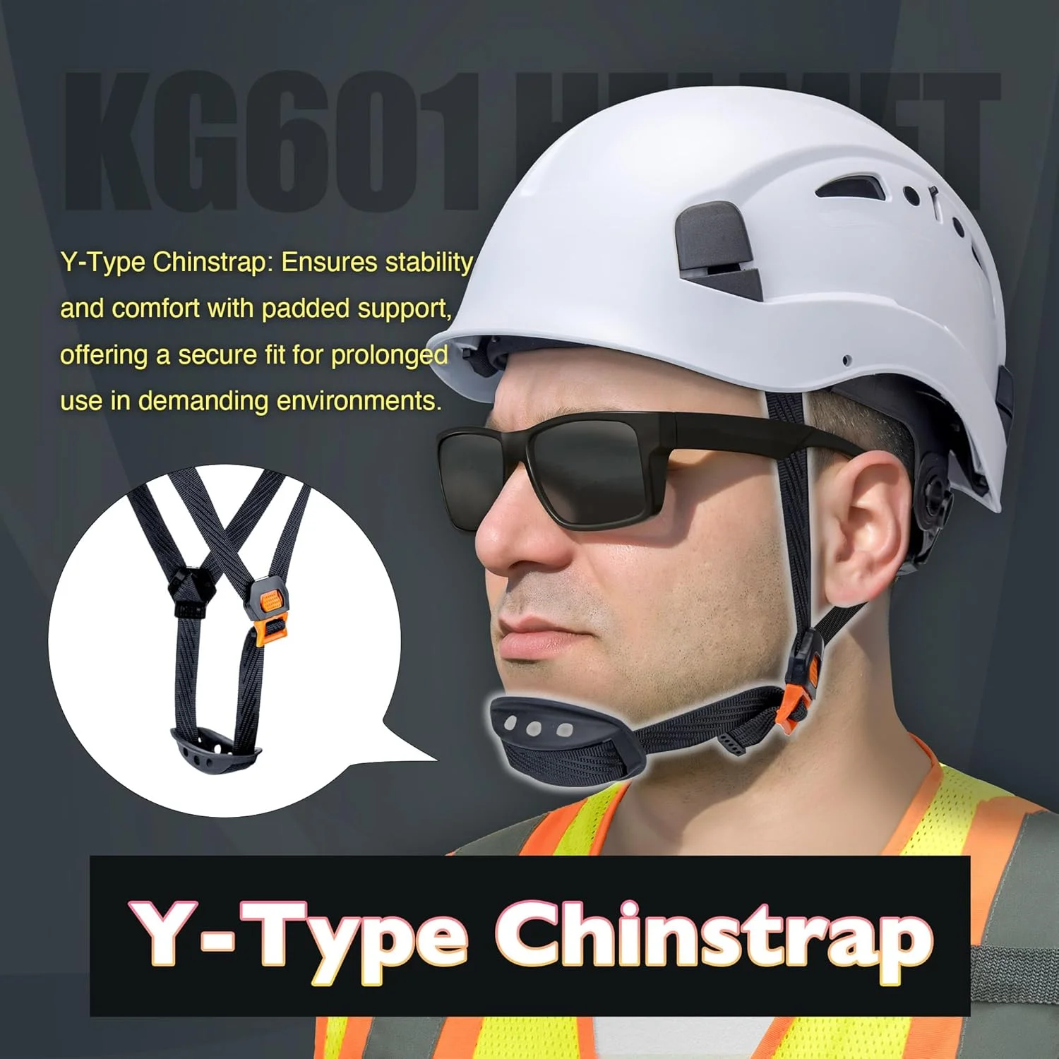 کلاه ایمنی سخت تهویه دار، کلاه کار ABS با سیستم تعلیق 6 نقطه ای قابل تنظیم، دارای گواهینامه ANSI Z89.1 برای ساخت و ساز، صخره نوردی و استفاده صنعتی، سفید