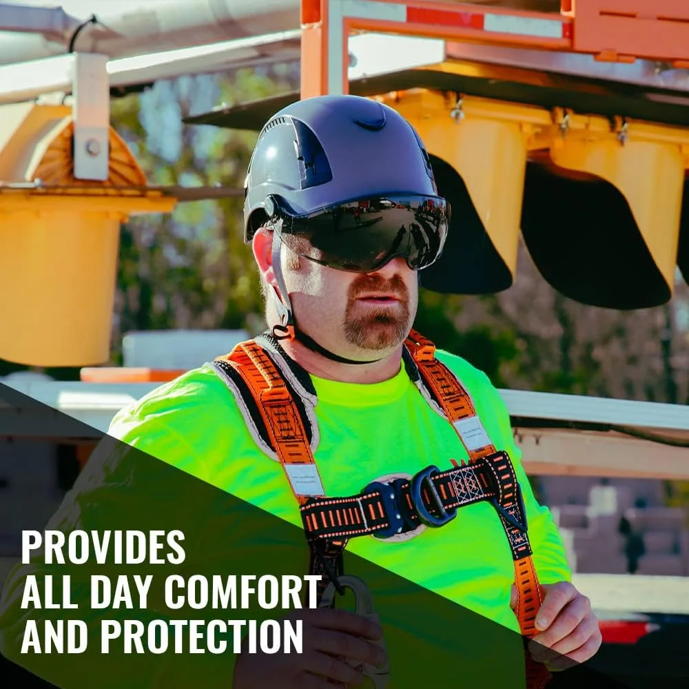 کلاه ایمنی نوع 1 حفاظت از سقوط Malta Dynamics برای ساخت و ساز، با دریچه های هوا و هدبند قابل تنظیم، کلاه ایمنی کار سبک وزن برای ایمنی و محافظت - کلاه ایمنی با نقاب دودی