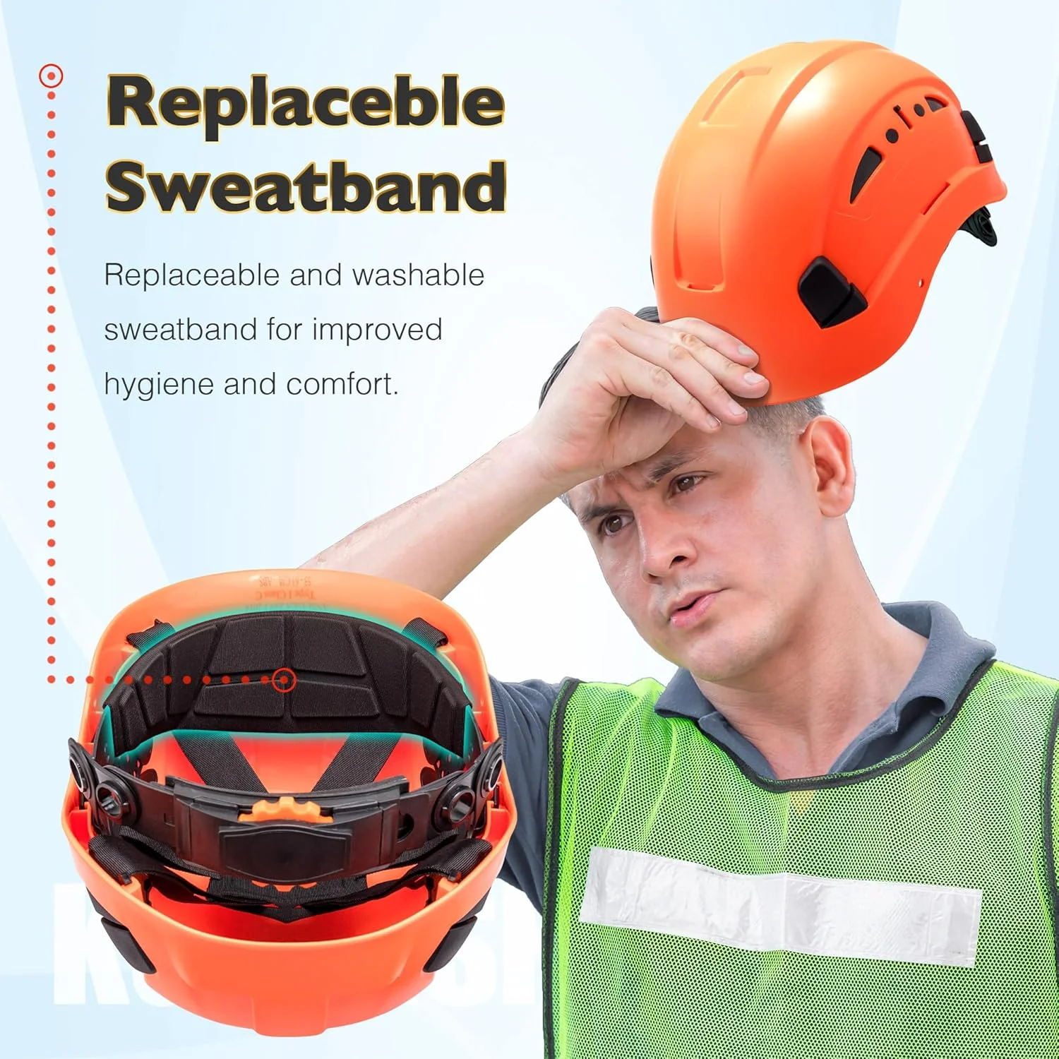 کلاه ایمنی سخت تهویه دار، کلاه کار ABS با سیستم تعلیق 6 نقطه ای قابل تنظیم، دارای گواهینامه ANSI Z89.1 برای ساخت و ساز، صخره نوردی و مصارف صنعتی، نارنجی