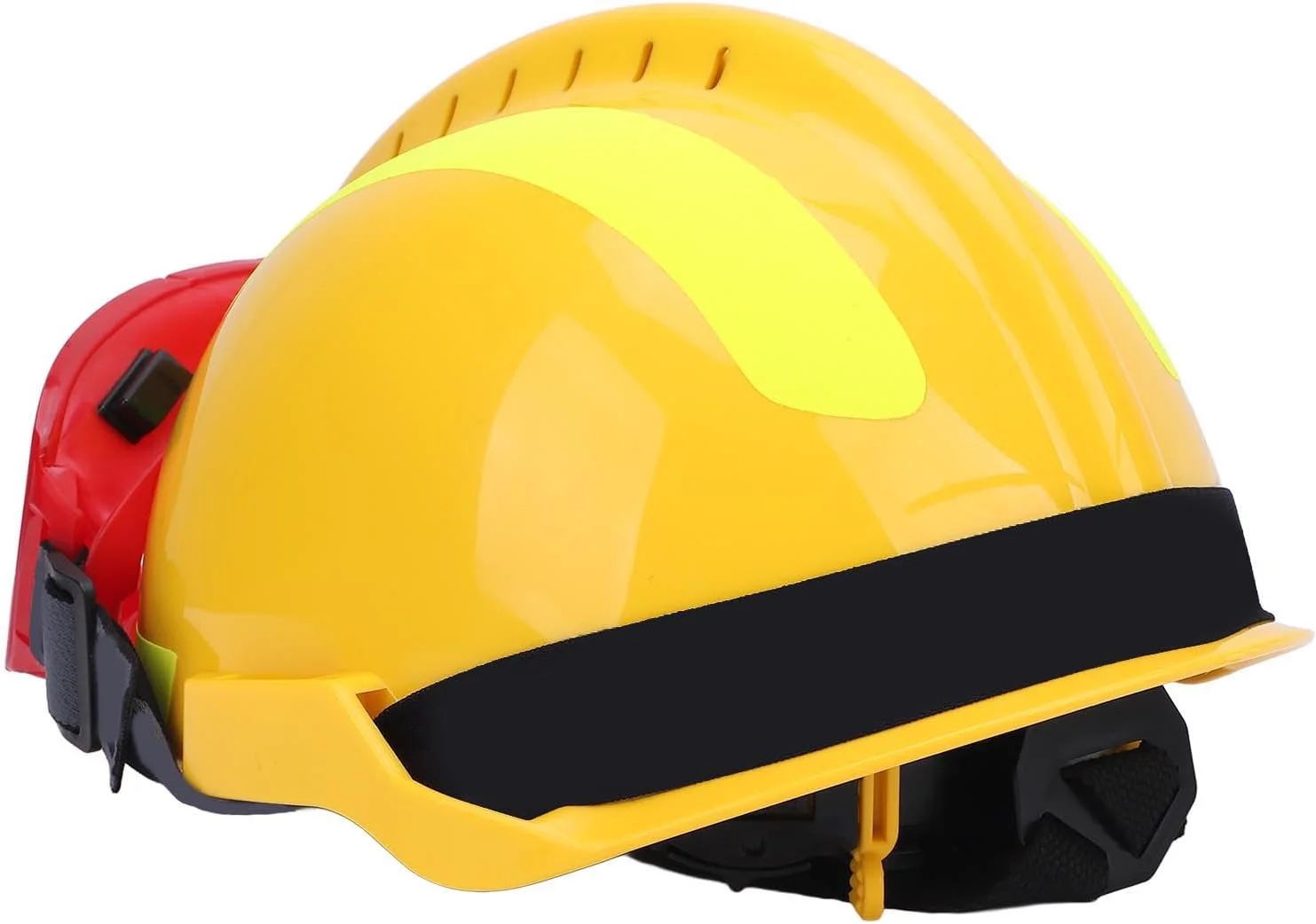 کلاه ایمنی نجات Haofy با چراغ پیشانی، بند چانه قابل تنظیم و نوار بازتابنده برای آتش نشانی اضطراری و ساخت و ساز