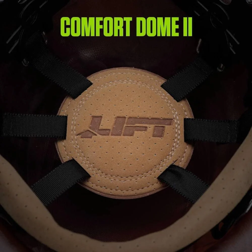 کلاه ایمنی لبه دار رزین فیبر Dax ایمنی LIFT | سیستم تعلیق 6 نقطه ای برای راحتی و محافظت در برابر ضربه