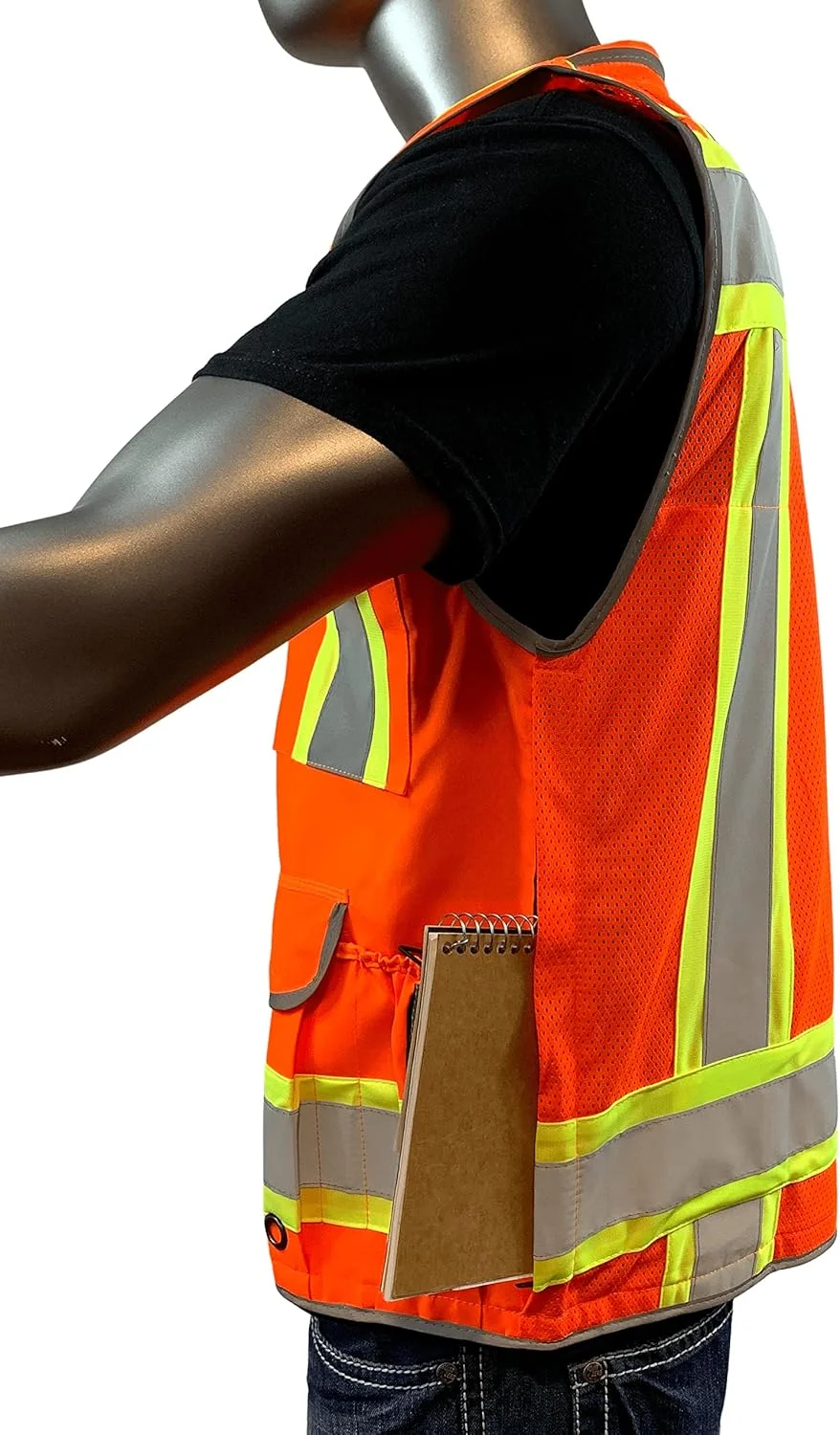 جلیقه ایمنی بازتابنده REXZUS A برای مردان، کلاس 2، بافت سنگین، دو رنگ، مهندسی، دید بالا، نوار 3M