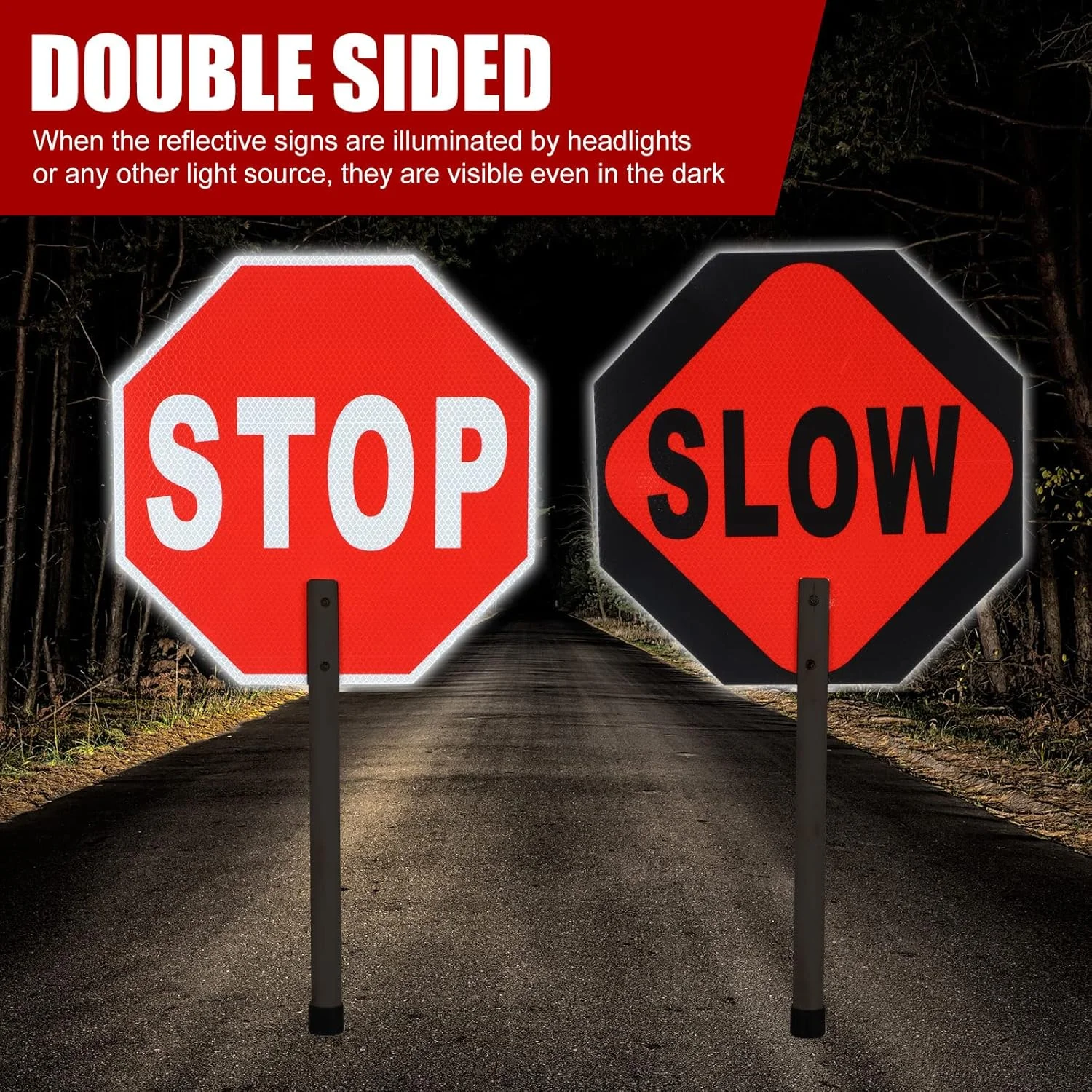 جلیقه ایمنی یاهندا با مجموعه علامت ایست/آهسته، جلیقه بازتابنده، جلیقه دید بالا و علامت ایست دو طرفه نگهبان عبور آلومینیومی ۱۳ اینچی در ۱۳ اینچی با دسته چوبی برای کار ساخت و ساز ترافیک جاده ای جلیقه ایمنی یاهندا با مجموعه علامت ایست/آهسته، جلیقه بازتابنده، جلیقه دید بالا و علامت ایست دو طرفه نگهبان عبور آلومینیومی ۱۳ اینچی در ۱۳ اینچی با دسته چوبی برای کار ساخت و ساز ترافیک جاده ای