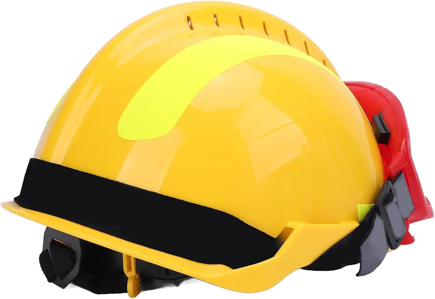 کلاه ایمنی نجات Haofy با چراغ پیشانی، بند چانه قابل تنظیم و نوار بازتابنده برای آتش نشانی اضطراری و ساخت و ساز
