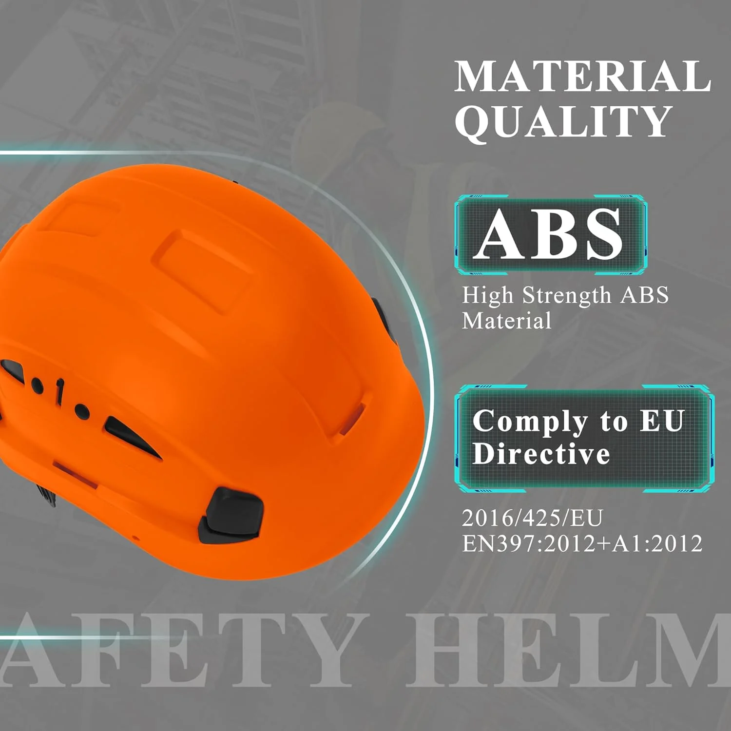 کلاه ایمنی سوراخ دار W&H از جنس ABS با سیستم تعلیق 6 نقطه ای به همراه جلیقه شبرنگ، دارای گواهینامه ANSI/ISEA Z89.1 برای ایمنی در ساخت و ساز