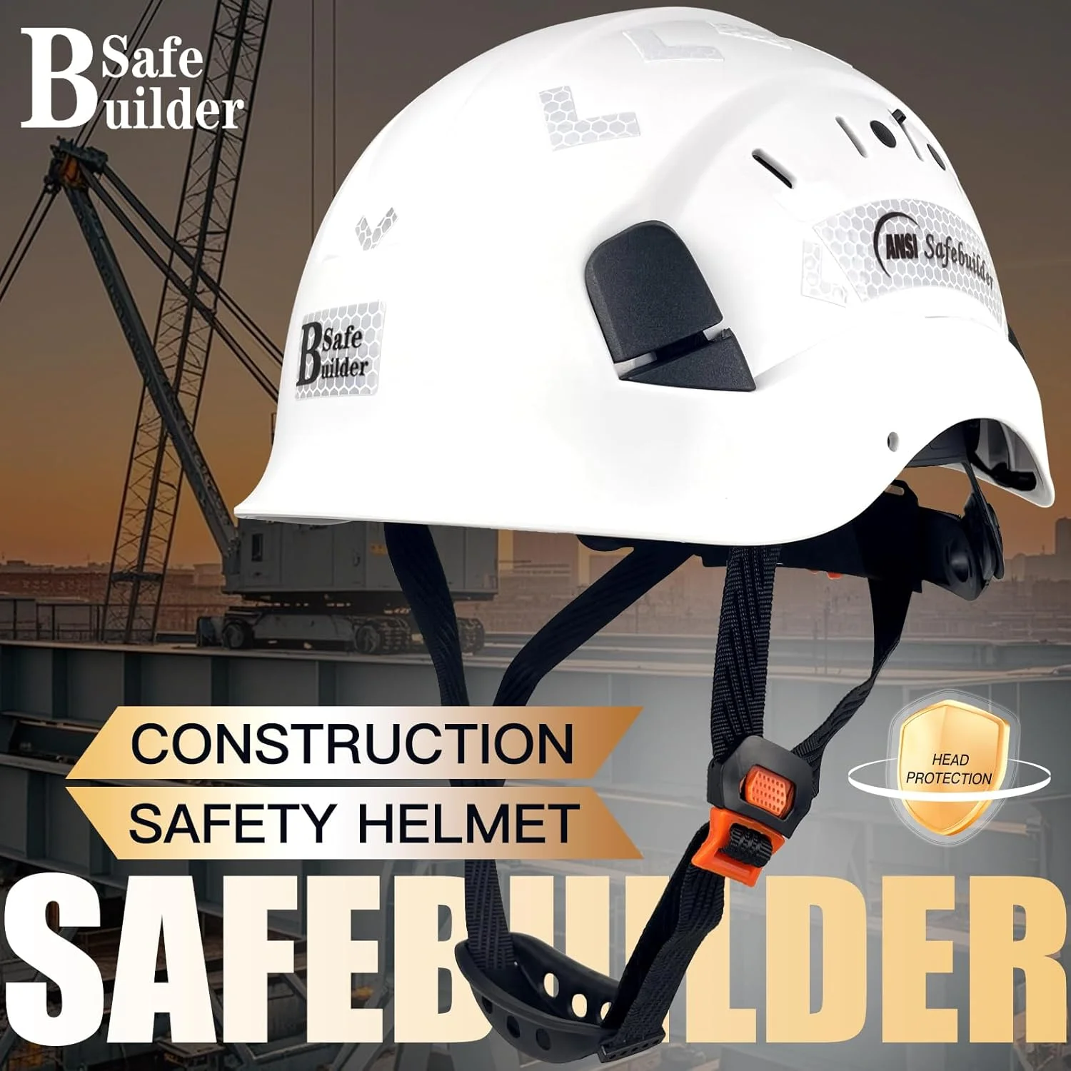 کلاه ایمنی ساختمانی SAFEBUILDER، مدل تهویه دار با شکاف، به همراه سیستم تعلیق 6 نقطه ای و قابلیت تنظیم اندازه، استاندارد ANSI Z89.1-14، بسته 2 عددی کلاه ایمنی ساختمانی SAFEBUILDER، مدل تهویه دار با شکاف، به همراه سیستم تعلیق 6 نقطه ای و قابلیت تنظیم اندازه، استاندارد ANSI Z89.1-14، بسته 2 عددی