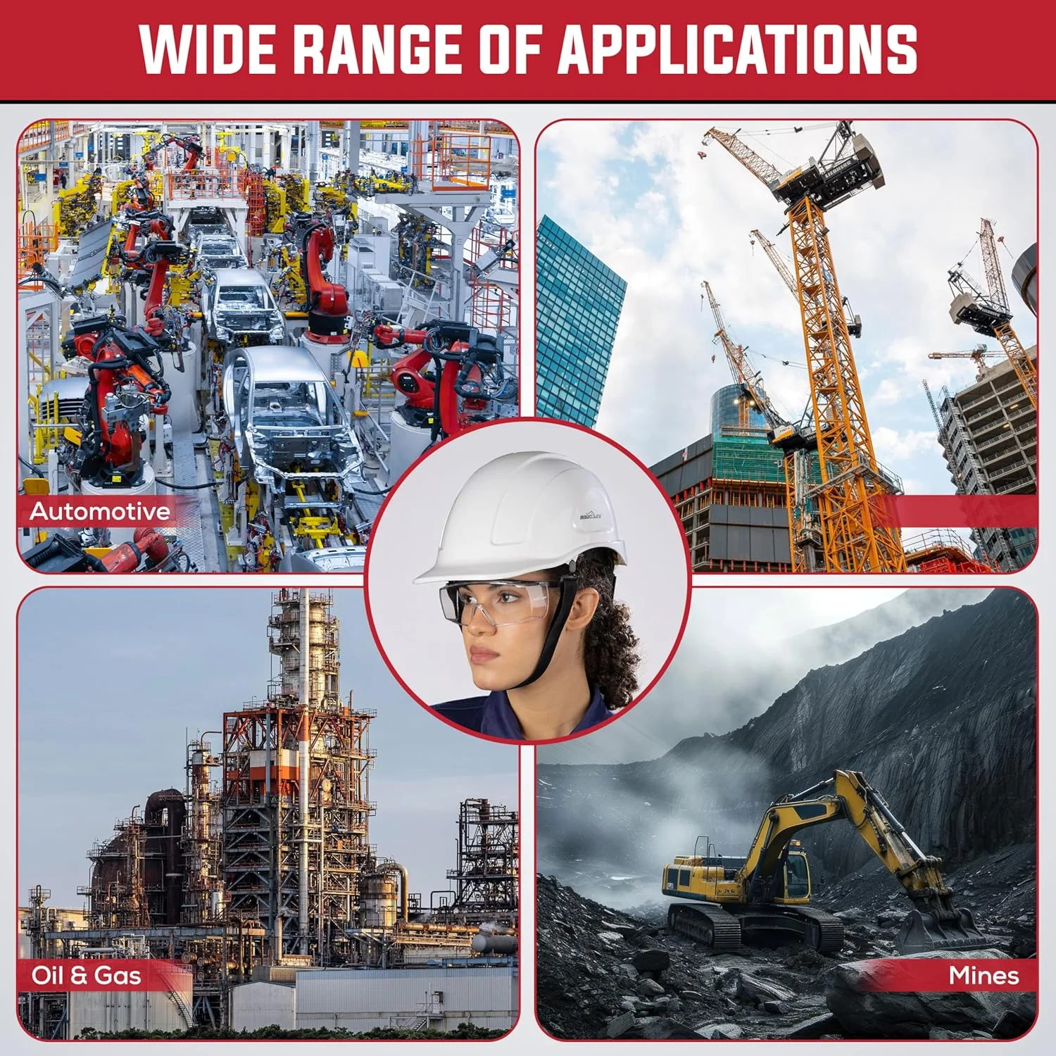 کلاه ایمنی ABS Bison Life TorShell – کلاه سخت با مهار نایلونی و تنظیم جغجغه ای، محافظت سبک وزن از سر برای ساخت و ساز، معدن و نگهداری