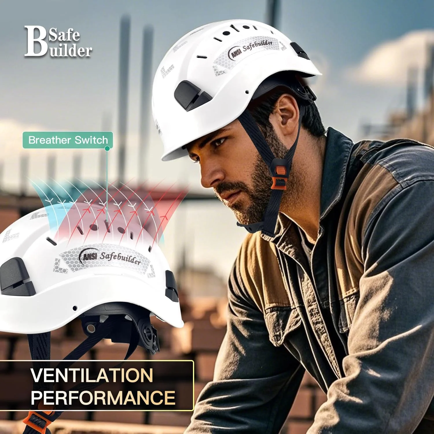 کلاه ایمنی ساختمانی SAFEBUILDER، مدل تهویه دار با شکاف، به همراه سیستم تعلیق 6 نقطه ای و قابلیت تنظیم اندازه، استاندارد ANSI Z89.1-14، بسته 2 عددی کلاه ایمنی ساختمانی SAFEBUILDER، مدل تهویه دار با شکاف، به همراه سیستم تعلیق 6 نقطه ای و قابلیت تنظیم اندازه، استاندارد ANSI Z89.1-14، بسته 2 عددی