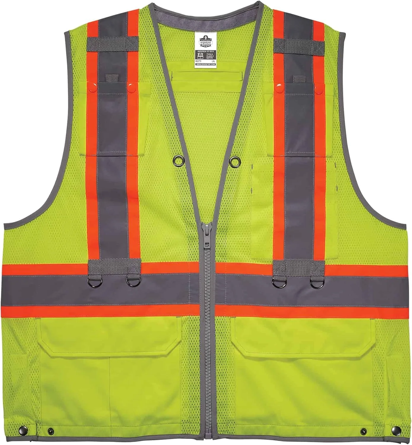 جلیقه ایمنی ابزارآلات دید بالا Ergodyne GloWear 8231TV - نوع R، کلاس 2، دارای گواهینامه دوگانه