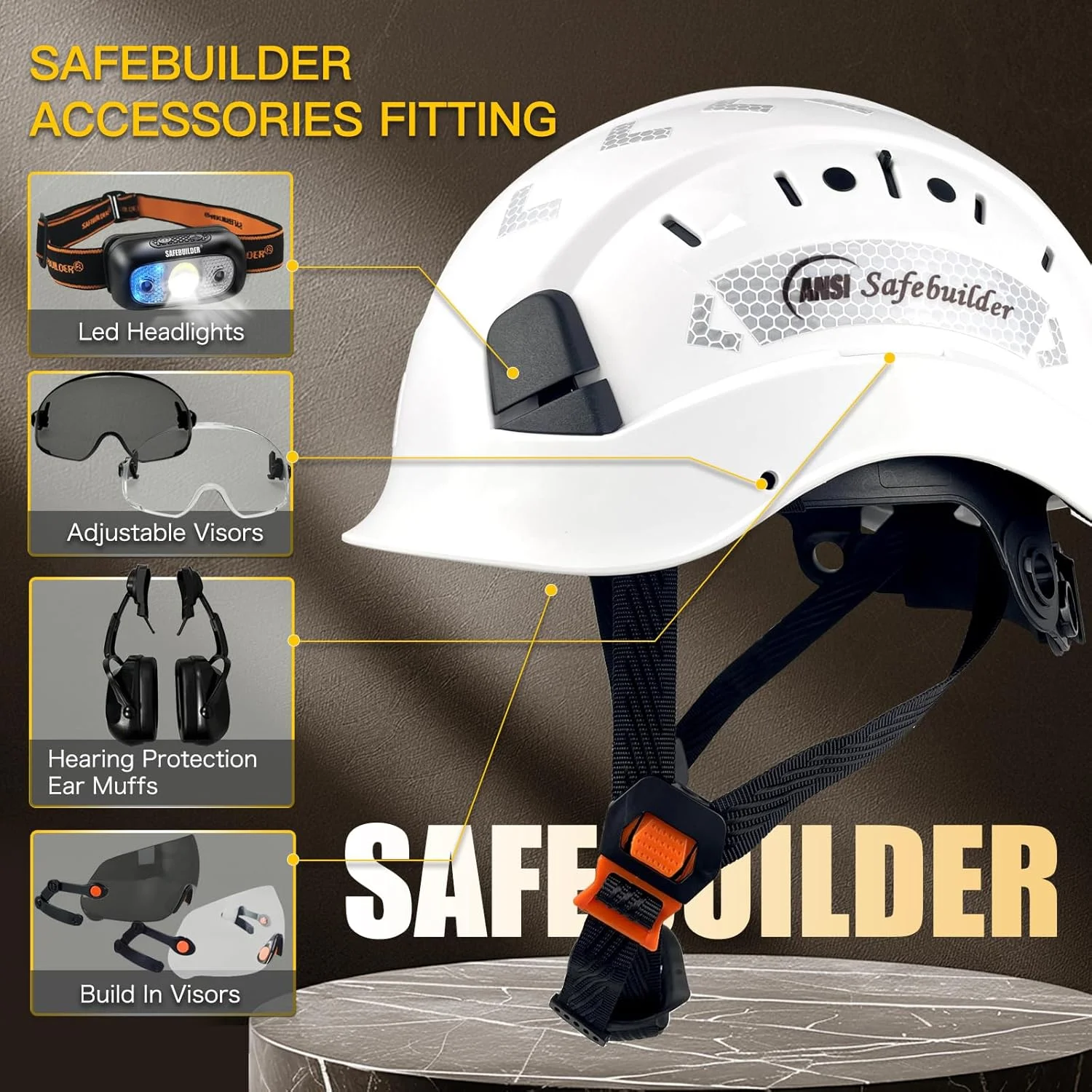 کلاه ایمنی ساختمانی SAFEBUILDER، مدل تهویه دار با شکاف، به همراه سیستم تعلیق 6 نقطه ای و قابلیت تنظیم اندازه، استاندارد ANSI Z89.1-14، بسته 2 عددی کلاه ایمنی ساختمانی SAFEBUILDER، مدل تهویه دار با شکاف، به همراه سیستم تعلیق 6 نقطه ای و قابلیت تنظیم اندازه، استاندارد ANSI Z89.1-14، بسته 2 عددی