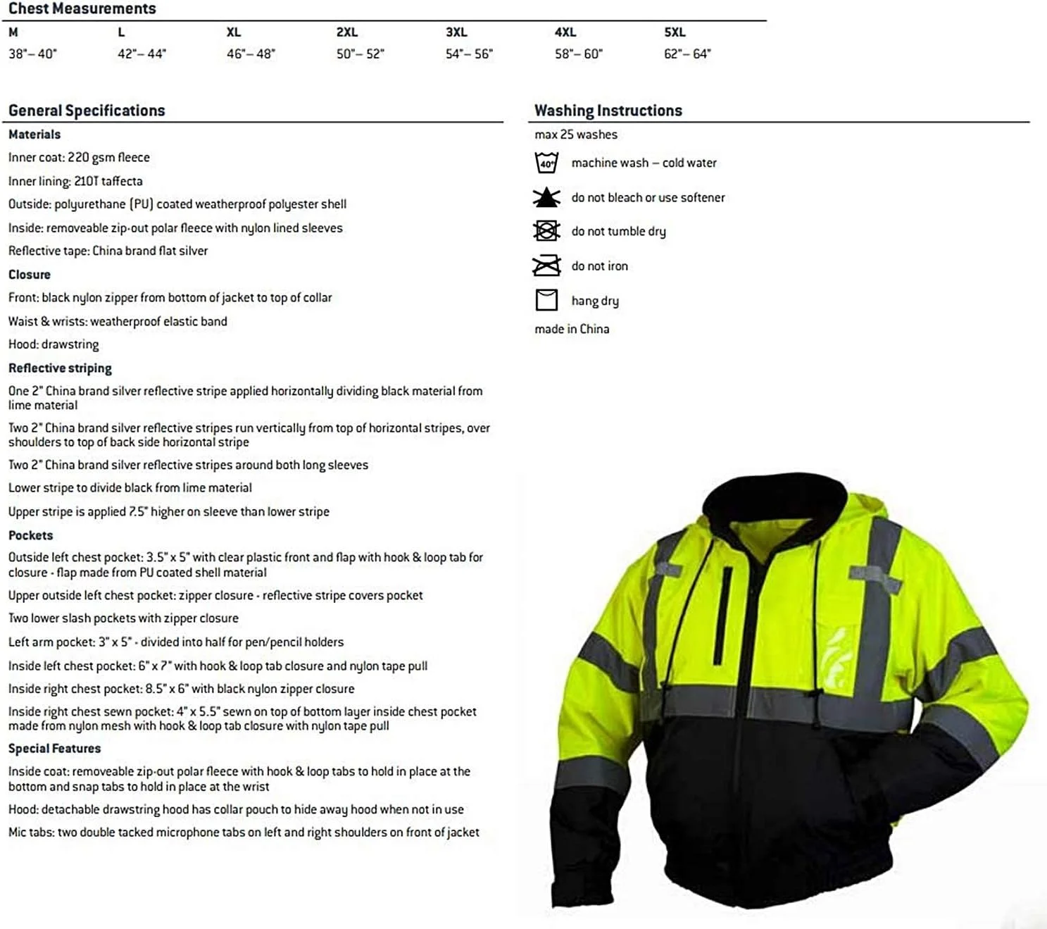 کاپشن ایمنی ضد آب پلار بومبر کلاس 3 سری Pyramex RJ31