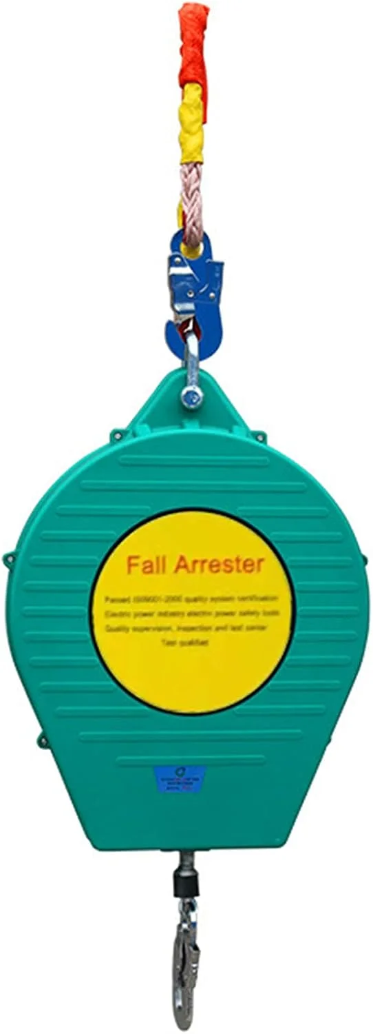 طناب نجات جمع شونده GIKHFSA، ترمز سقوط، تحمل وزن 150 کیلوگرم، 5 متر، با گیره کارابین فولادی، مناسب برای سقف کاری، کار در ارتفاع، محافظت شخصی در برابر سقوط