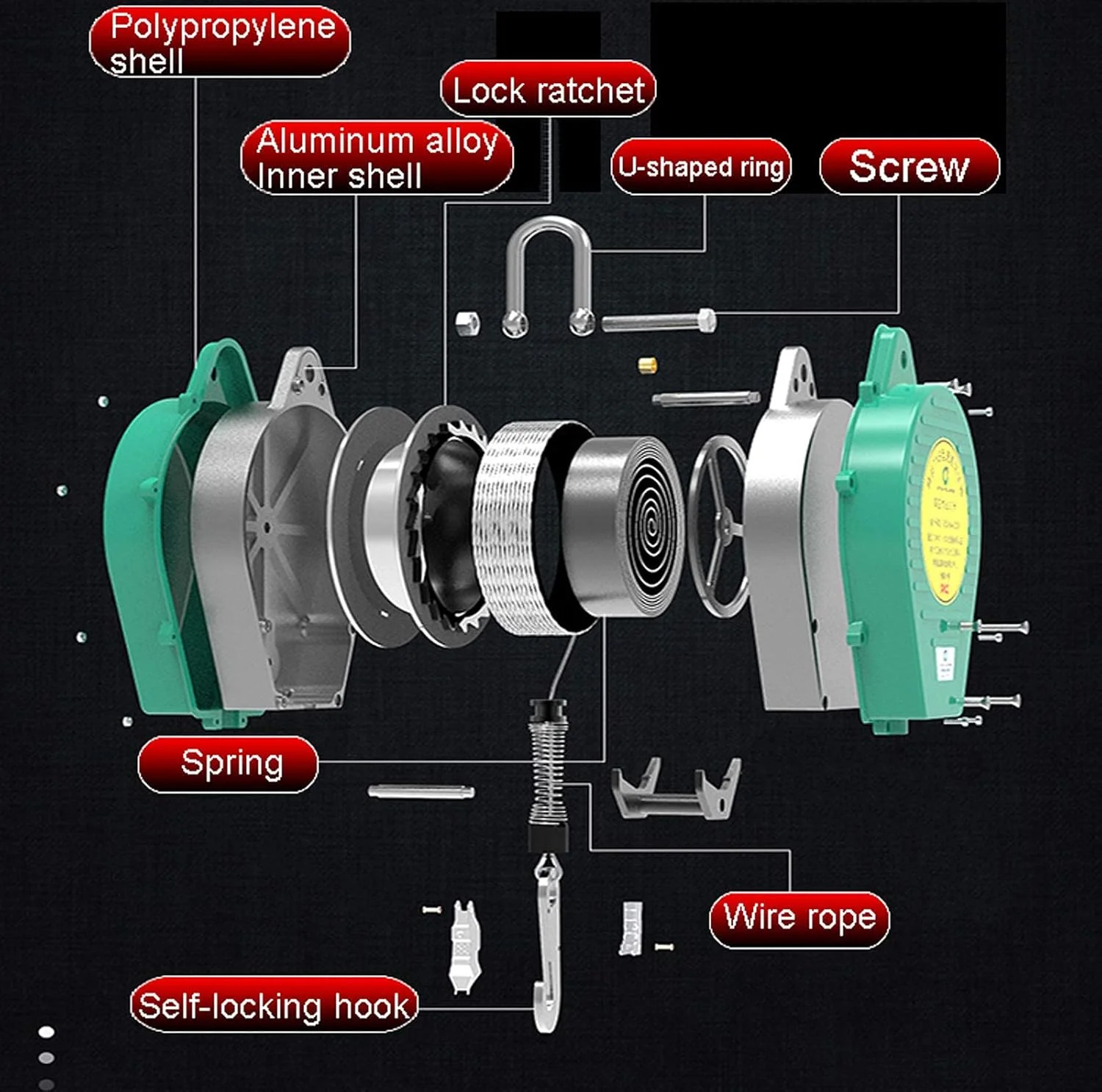 کابل مهار سقوط جمع شونده خودکار - طناب محافظ تلسکوپی مهار سقوط - مهار ایمنی برای کار در ارتفاع، سقف سازی و ساخت و ساز