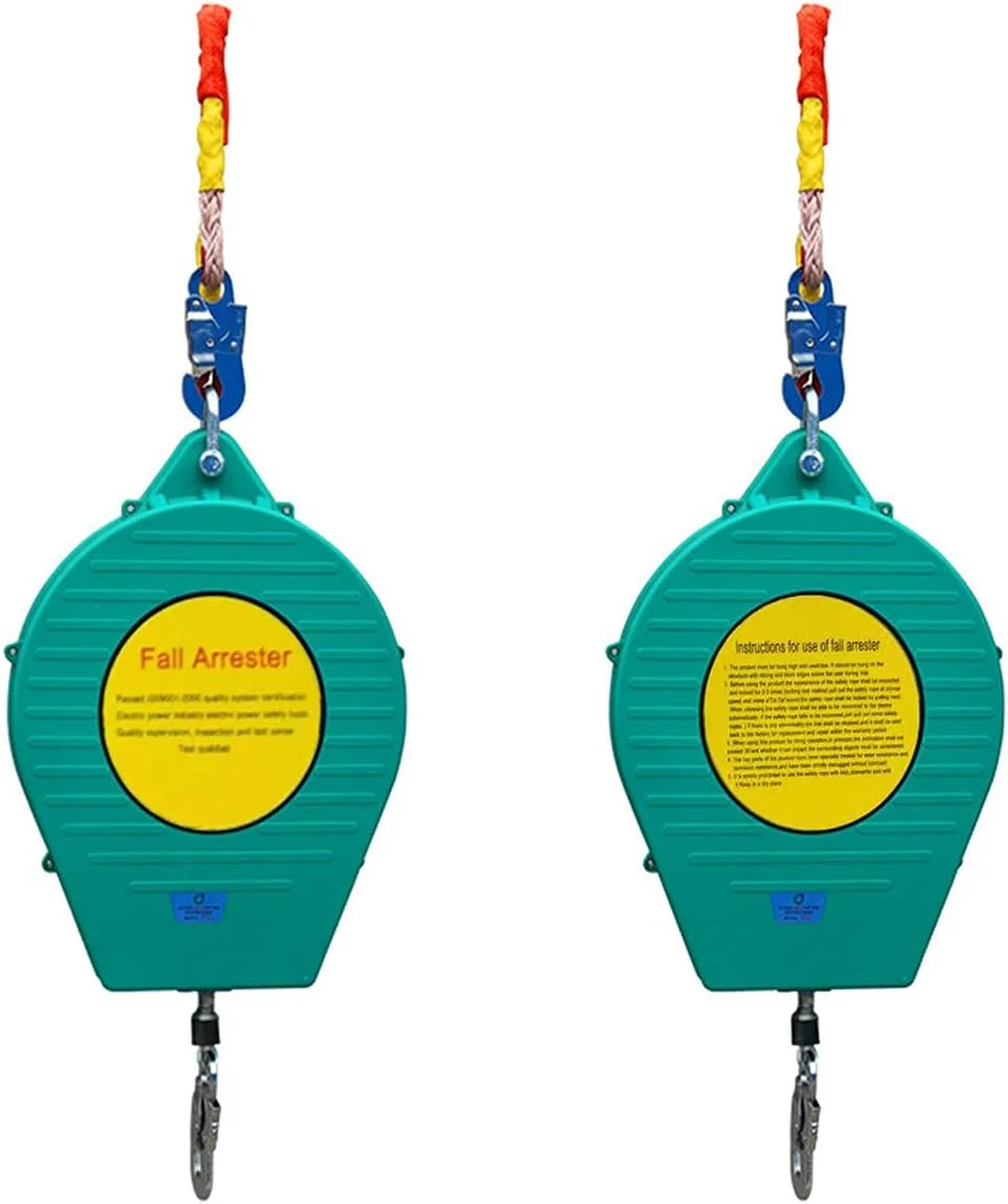 طناب نجات جمع شونده GIKHFSA، ترمز سقوط، تحمل وزن 150 کیلوگرم، 5 متر، با گیره کارابین فولادی، مناسب برای سقف کاری، کار در ارتفاع، محافظت شخصی در برابر سقوط